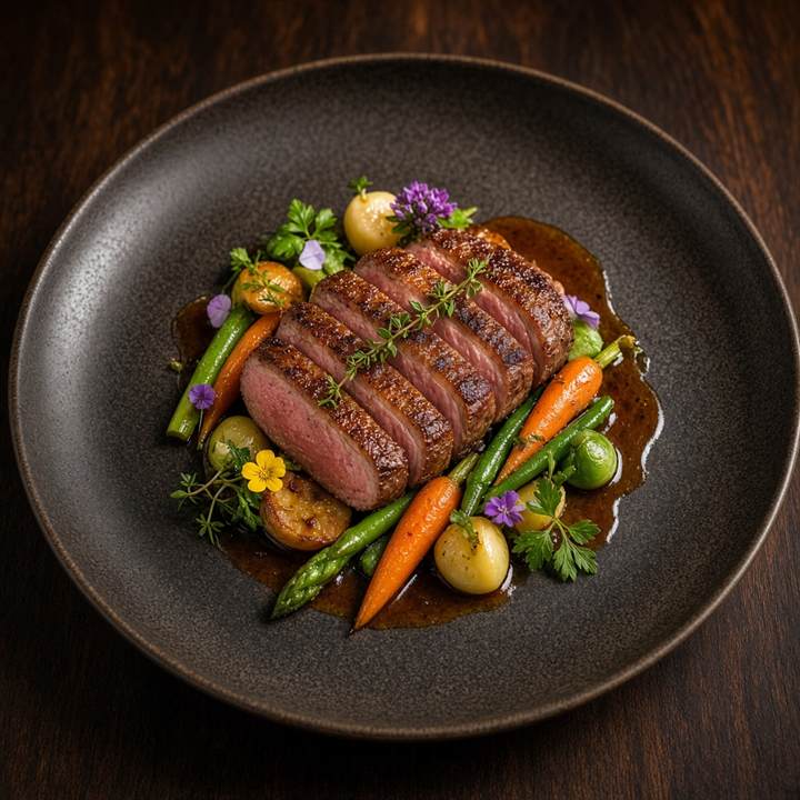 Assiette gastronomique présentée avec soin